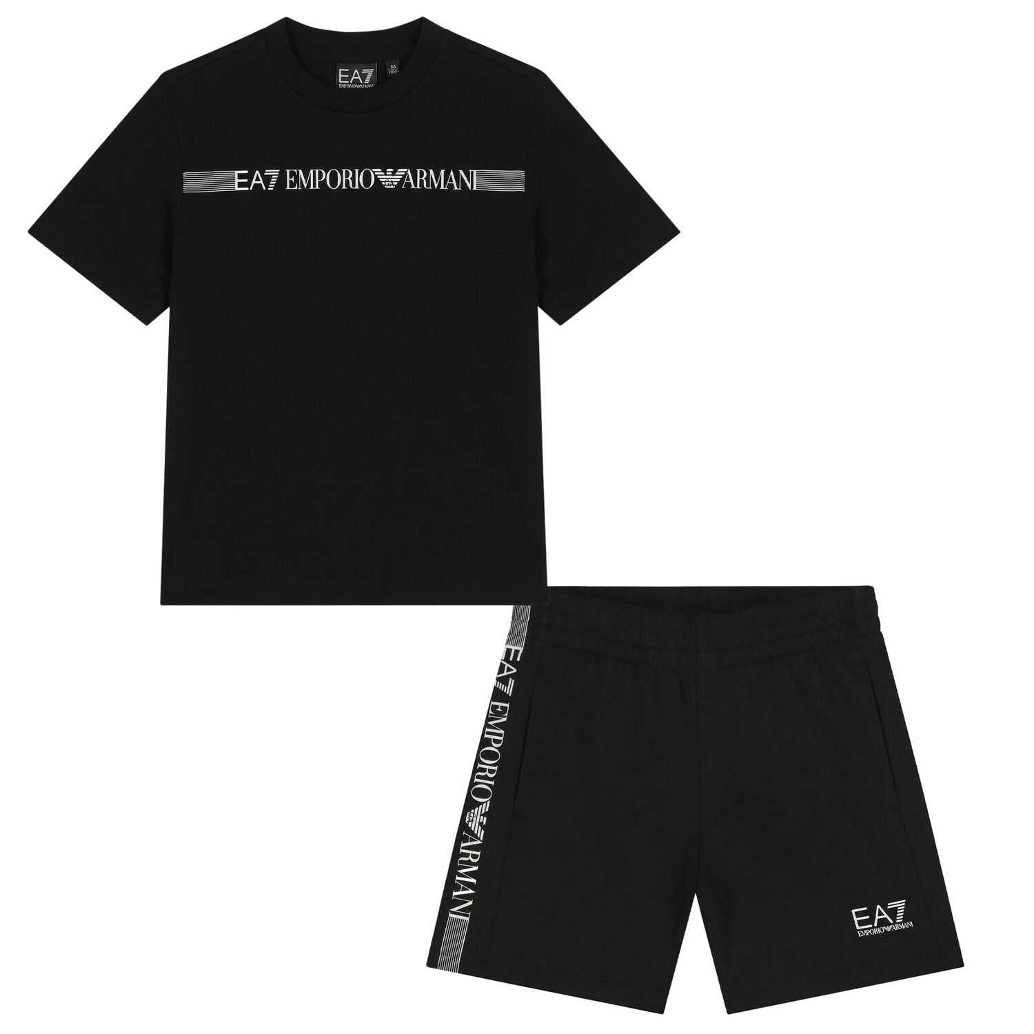 Boys Black Logo Shorts Set, 5, hi-res