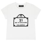 تي شيرت بنات بالشعار باللون الأبيض, 1, hi-res