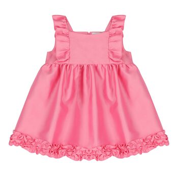 Baby Girls Pink Ruffled Satin Dress