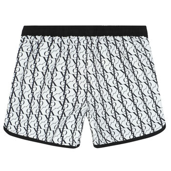 Boys White & Black Logo Swim Shorts