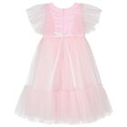 Girls Pink Ruffled Tulle Dress, 2, hi-res