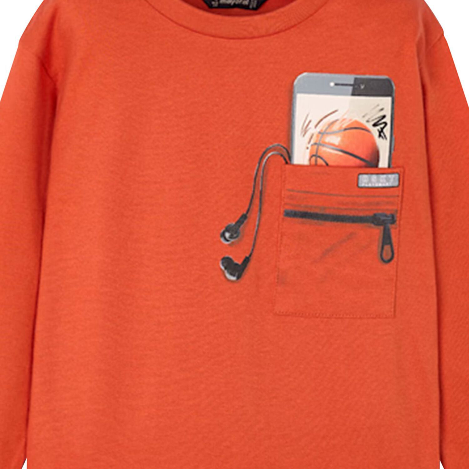 Boys Orange Long Sleeve Top, 1, hi-res