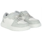 Boys White & Grey Logo Trainers, 1, hi-res