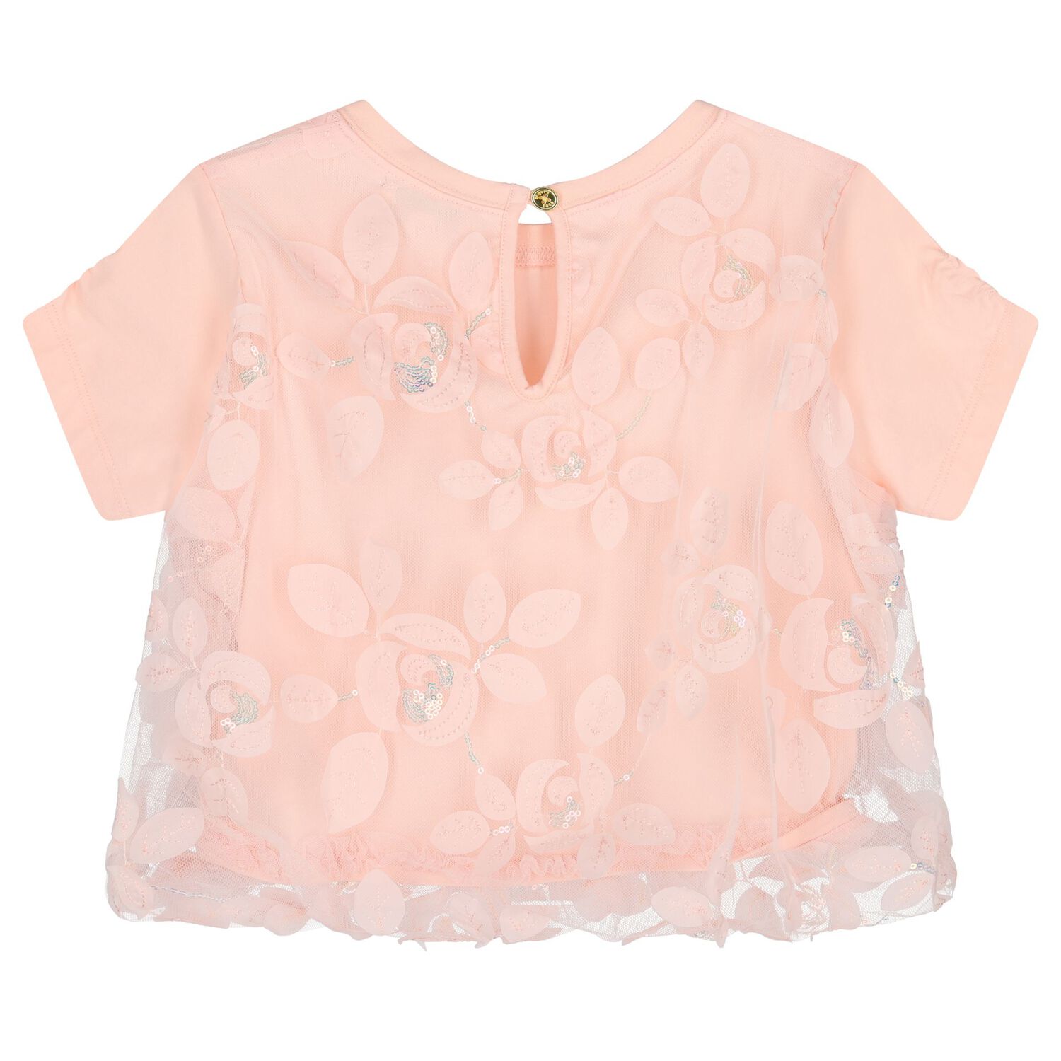 Girls Pink Sequin Tulle Top, 2, hi-res