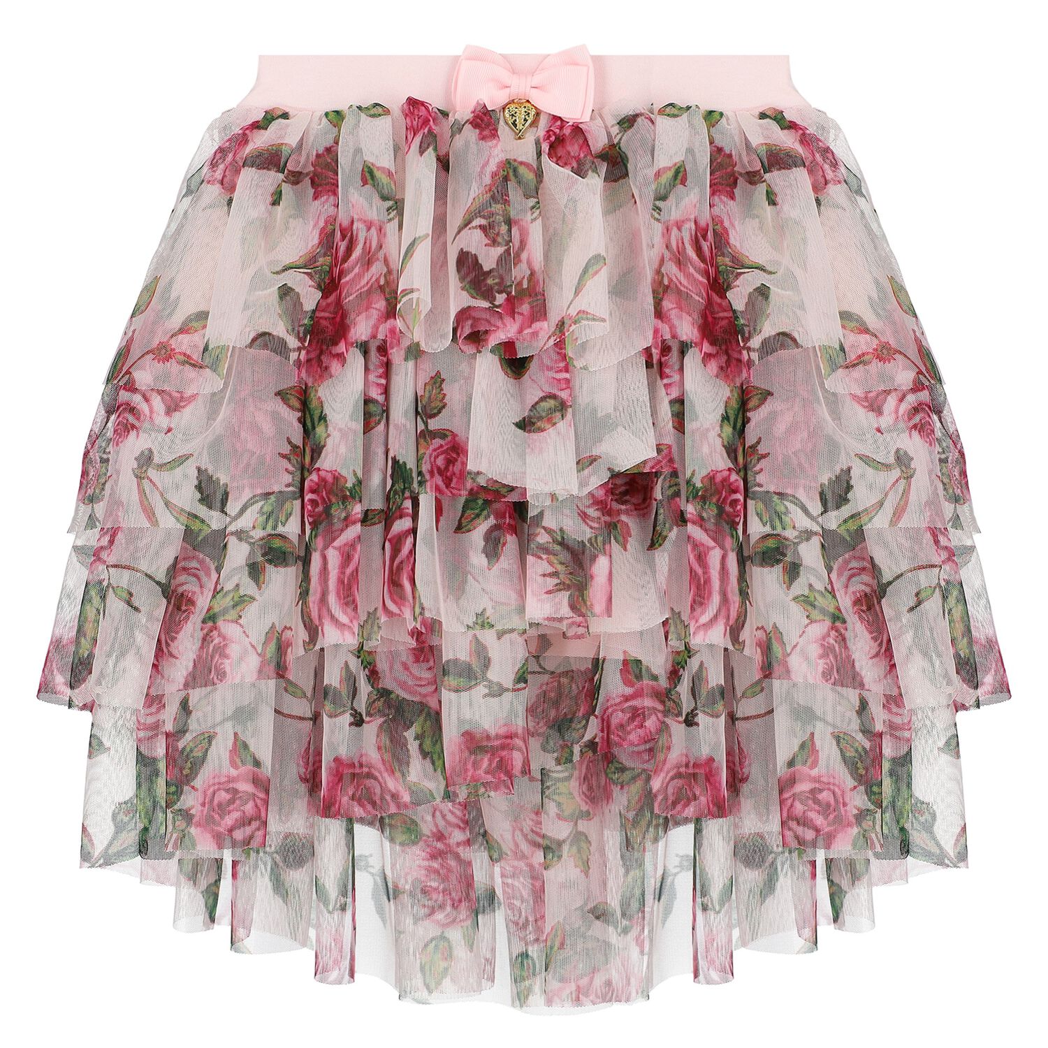 Girls Pink Rose Tulle Skirt, 1, hi-res image number null