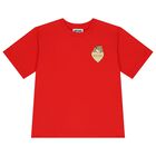 Girls Red Teddy Bear Logo T-Shirt, 1, hi-res