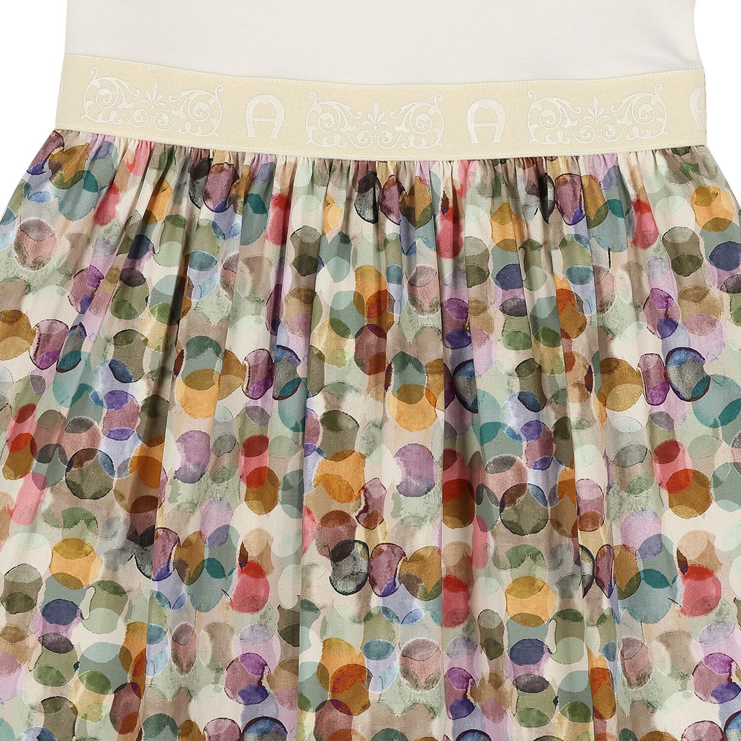 Girls Ivory & Green Ribbon Dress, 1, hi-res