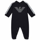 Baby Boys Navy Logo Babygrow, 1, hi-res