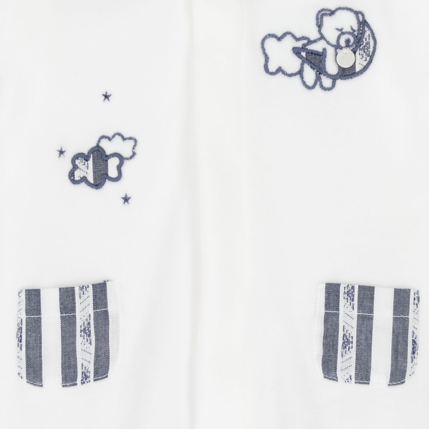 Baby Boys White Striped Collar Babygrow, 1, hi-res