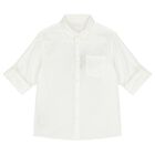 Boys White Linen Shirt, 1, hi-res
