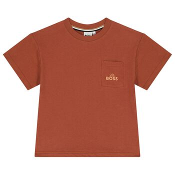 BOSS Boys Rust Orange Logo T-Shirt, 1 Boys Rust Orange Logo T-Shirt