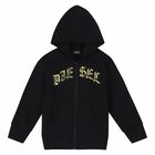 Black & Gold Logo Zip Up Hooded Top, 1, hi-res