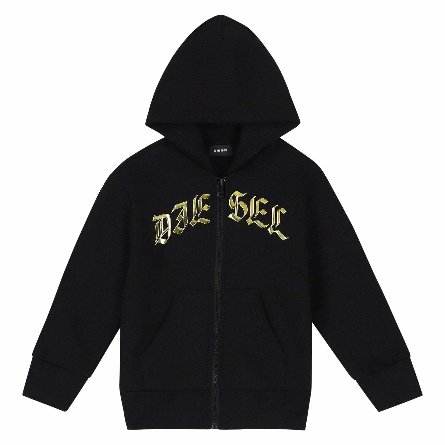 Black & Gold Logo Zip Up Hooded Top, 1, hi-res image number null