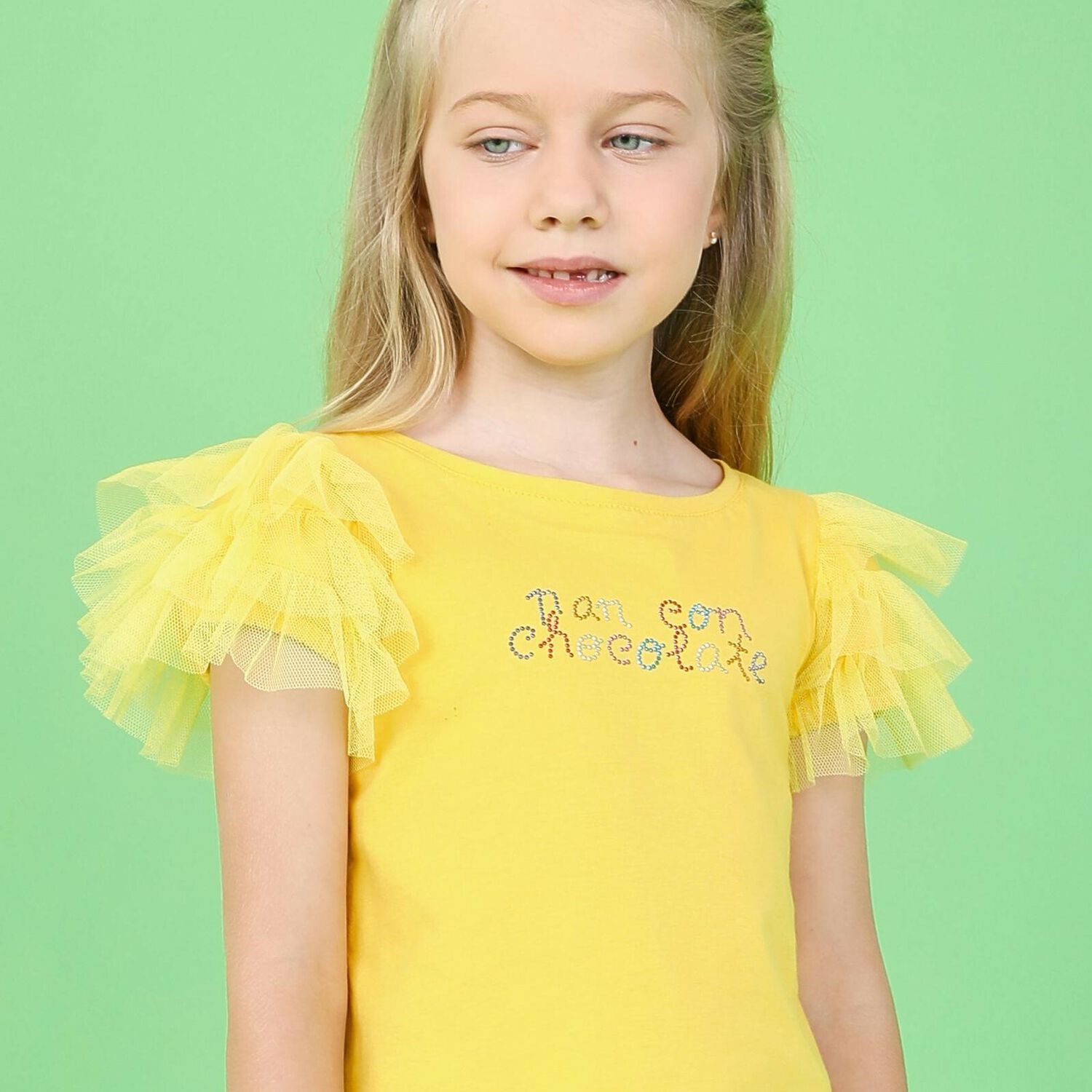 Girls Yellow & Blue Graphic Skirt Set, 1, hi-res image number null