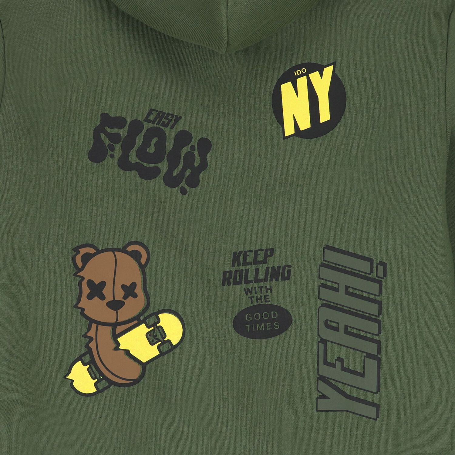 Boys Green Teddy Bear Hooded Zip Up Top, 2, hi-res image number null