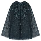 Girls Blue Sequin & Star Cape Dress , 2, hi-res