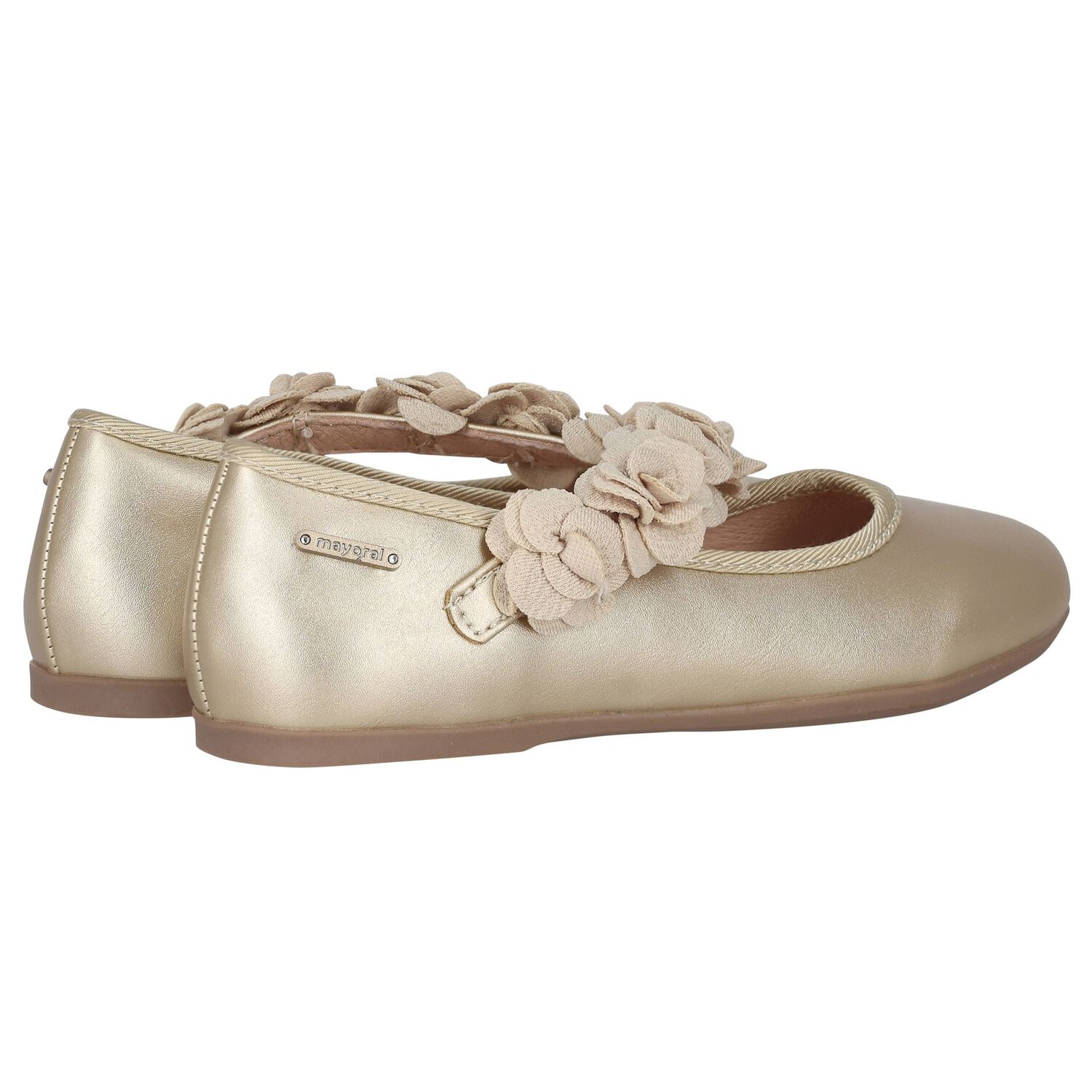 Girls Gold Floral Shoes, 1, hi-res image number null