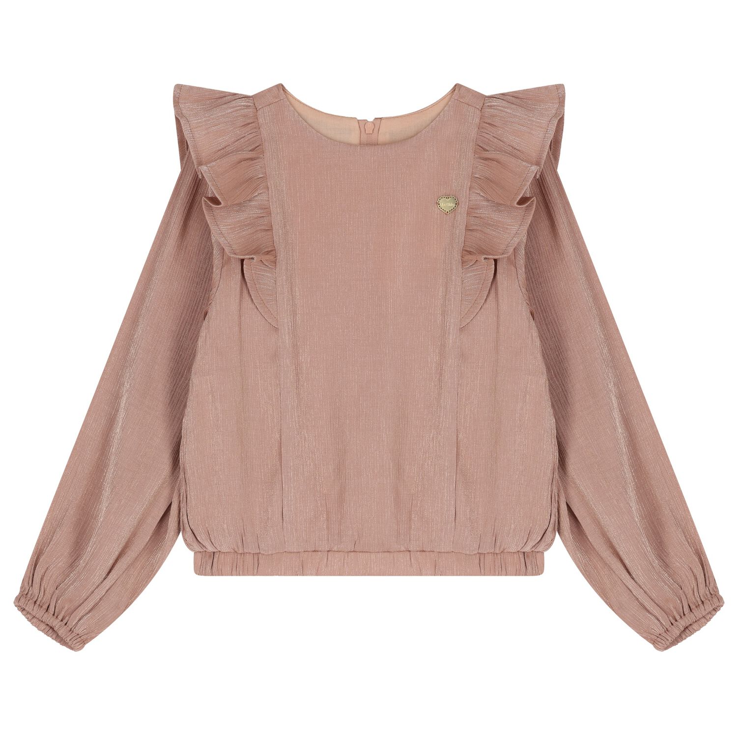 Girls Pink Ruffled Blouse, 1, hi-res