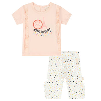 Baby Girls Pink & Ivory Trousers Set