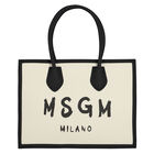 حقيبة يد بالشعار باللون الأسود والعاجي, 3, hi-res