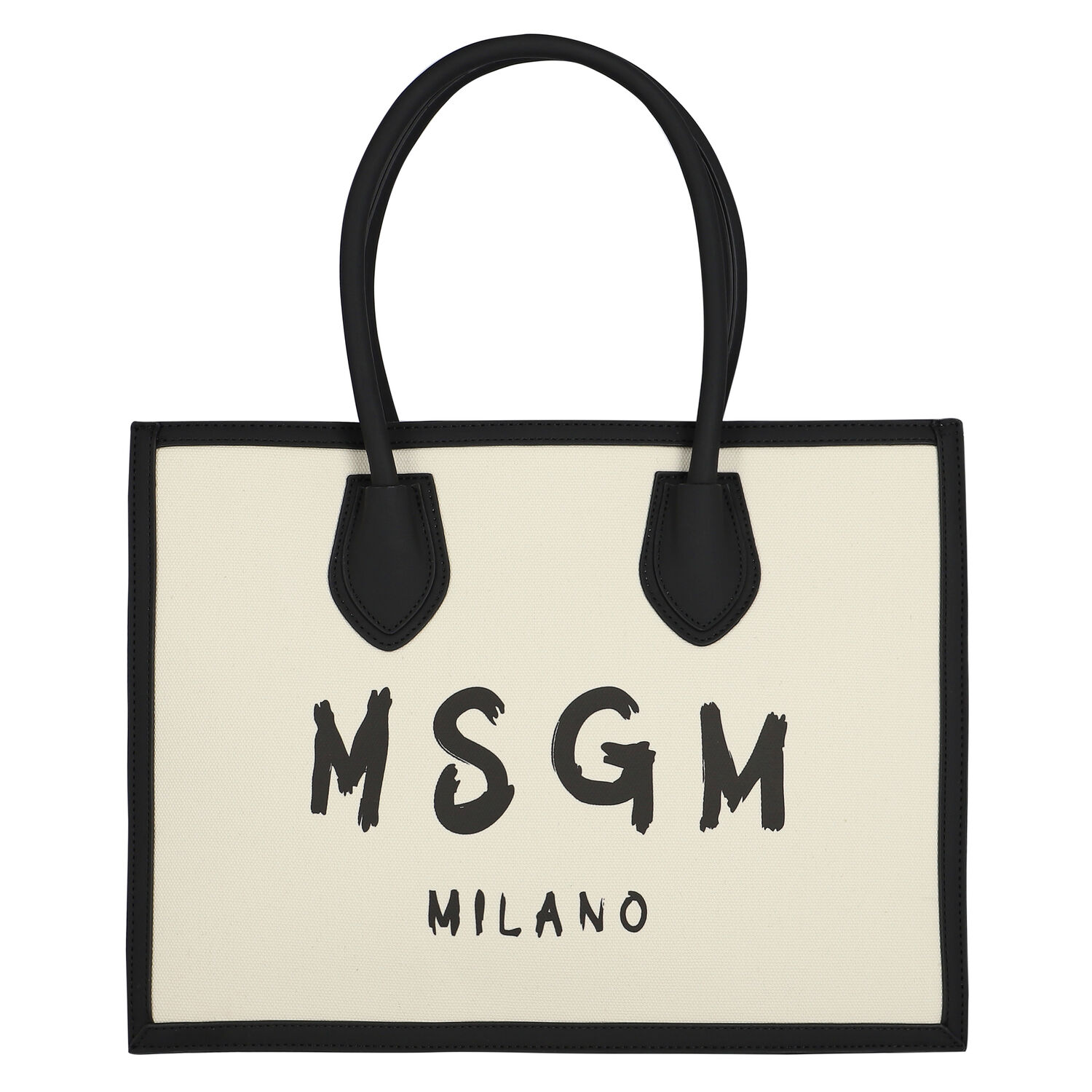 حقيبة يد بالشعار باللون الأسود والعاجي, 3, hi-res