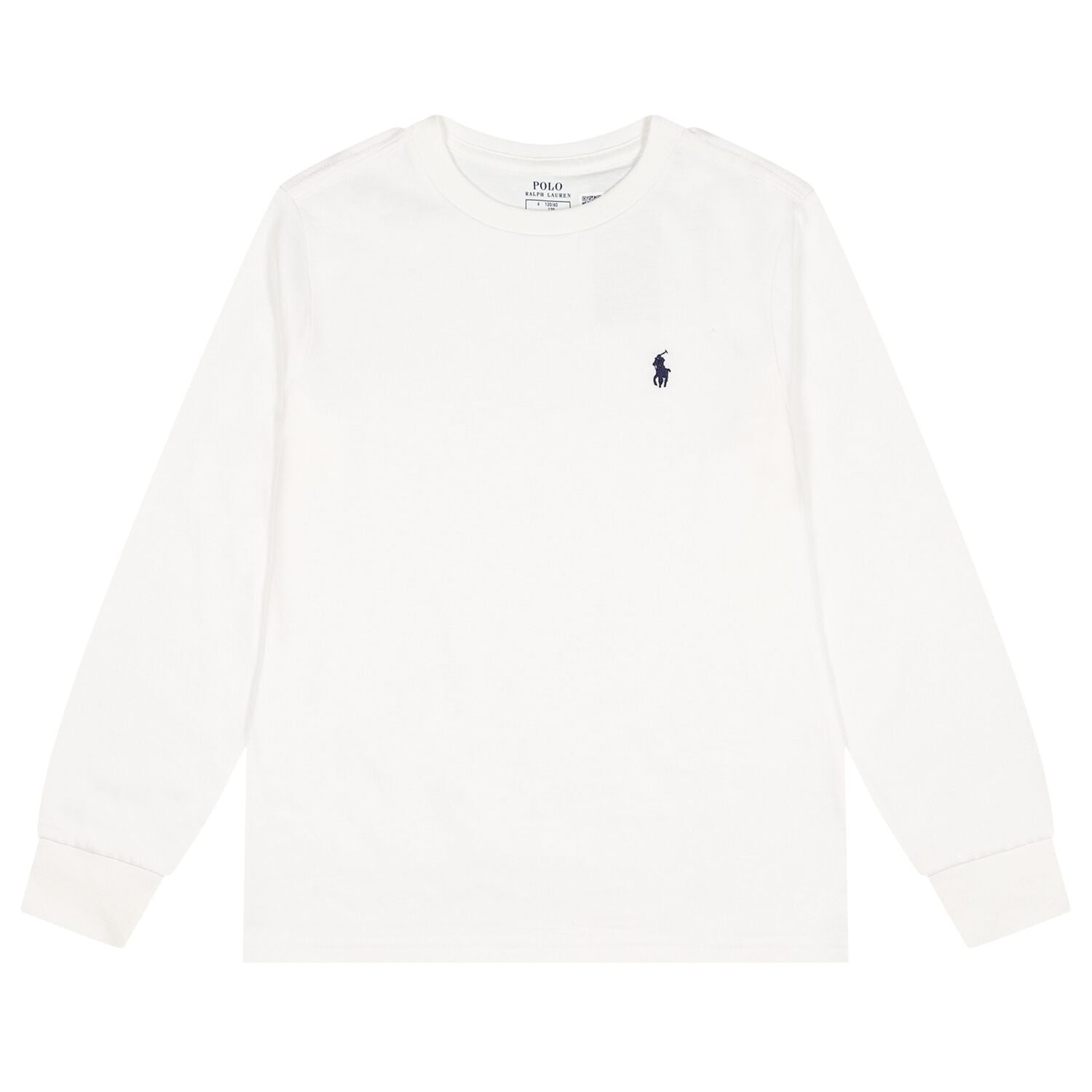 Boys White Logo Long Sleeve Top, 1, hi-res