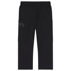 Boys Black Logo Trousers, 1, hi-res