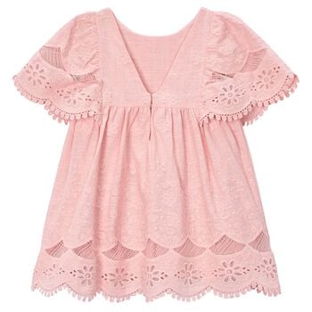 Girls Pink Floral Lace Dress