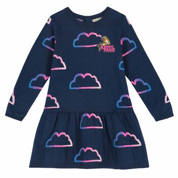 Younger Girls Navy Knitted Dress
