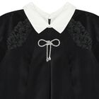 Girls Black Velvet Bow Dress, 1, hi-res