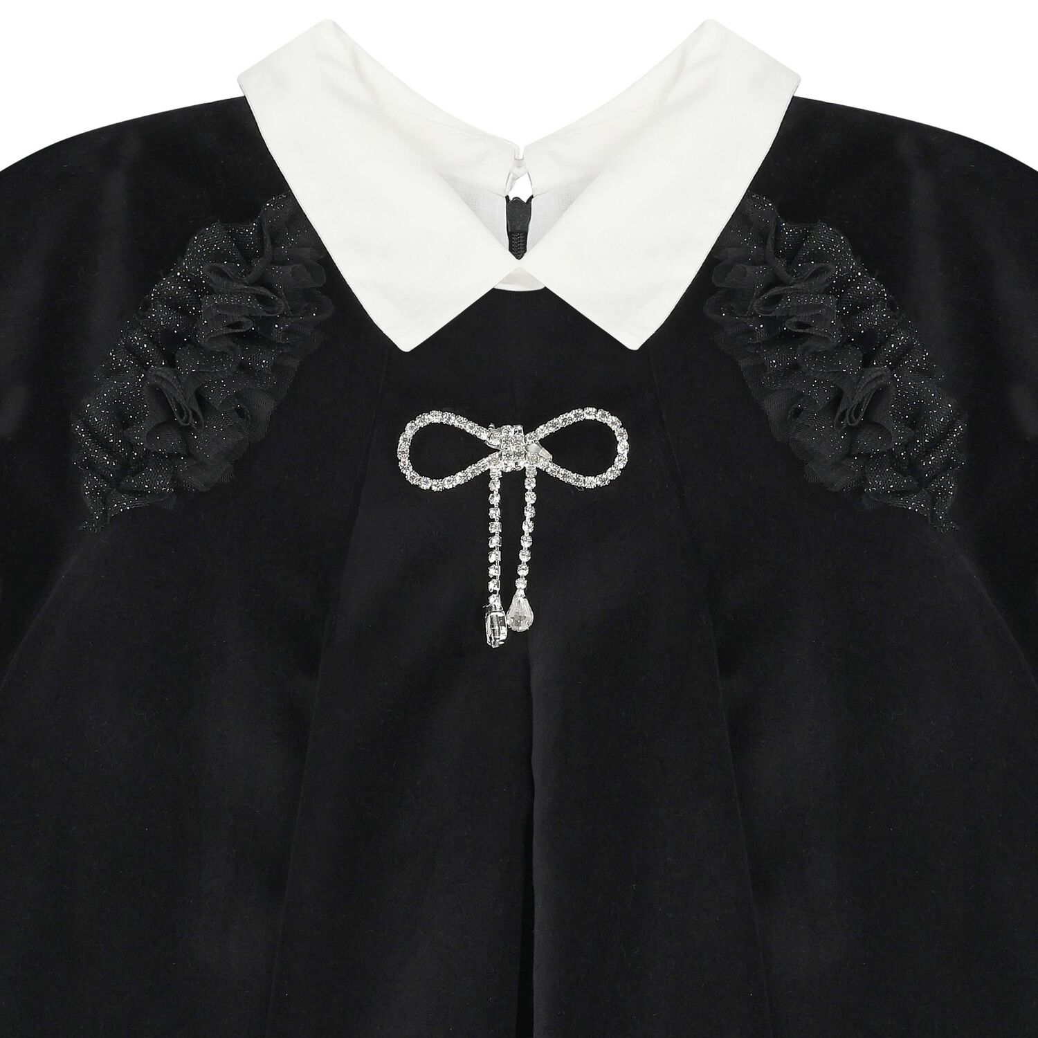 Girls Black Velvet Bow Dress, 1, hi-res image number null