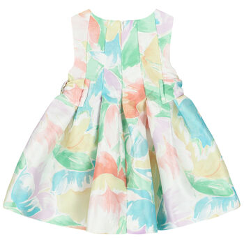 Younger Girls Multi-Colored Floral Satin Dress