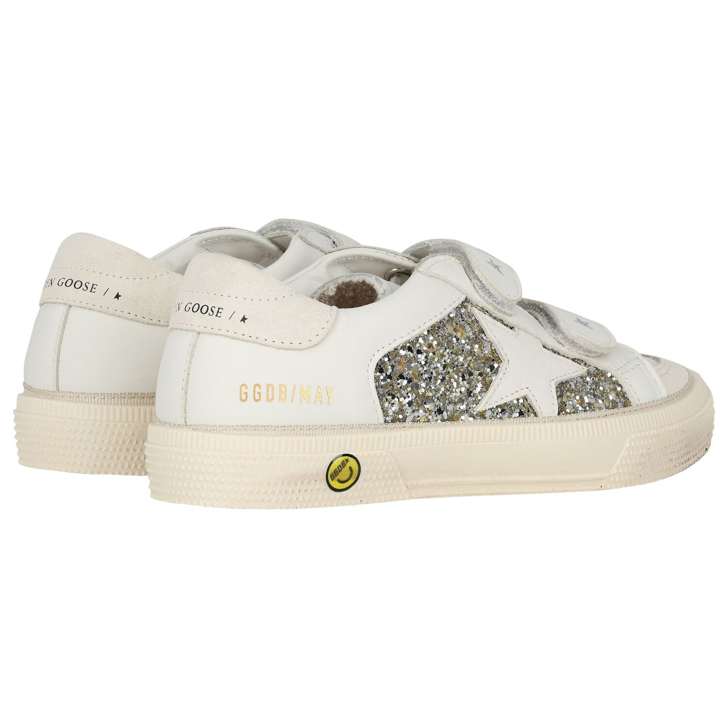 Girls Ivory & Silver Logo Trainers, 1, hi-res