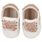 Baby Girls White & Beige Teddy Bear Trainers, 1, hi-res