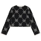 Girls Black Knitted Skirt Set, 1, hi-res