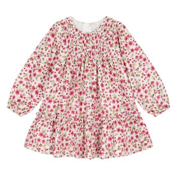 Younger Girls Ivory & Pink Floral Dress