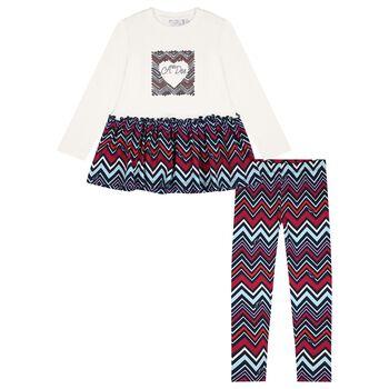 Girls Multi-Coloured Zig Zag Leggings Set