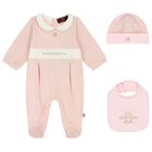 Baby Girls Pink Logo Babygrow Gift Set, 1, hi-res