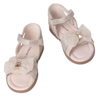 Younger Girls Ivory Bow Sandals