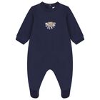 Navy Blue Teddy Bear Logo Babygrow, 2, hi-res