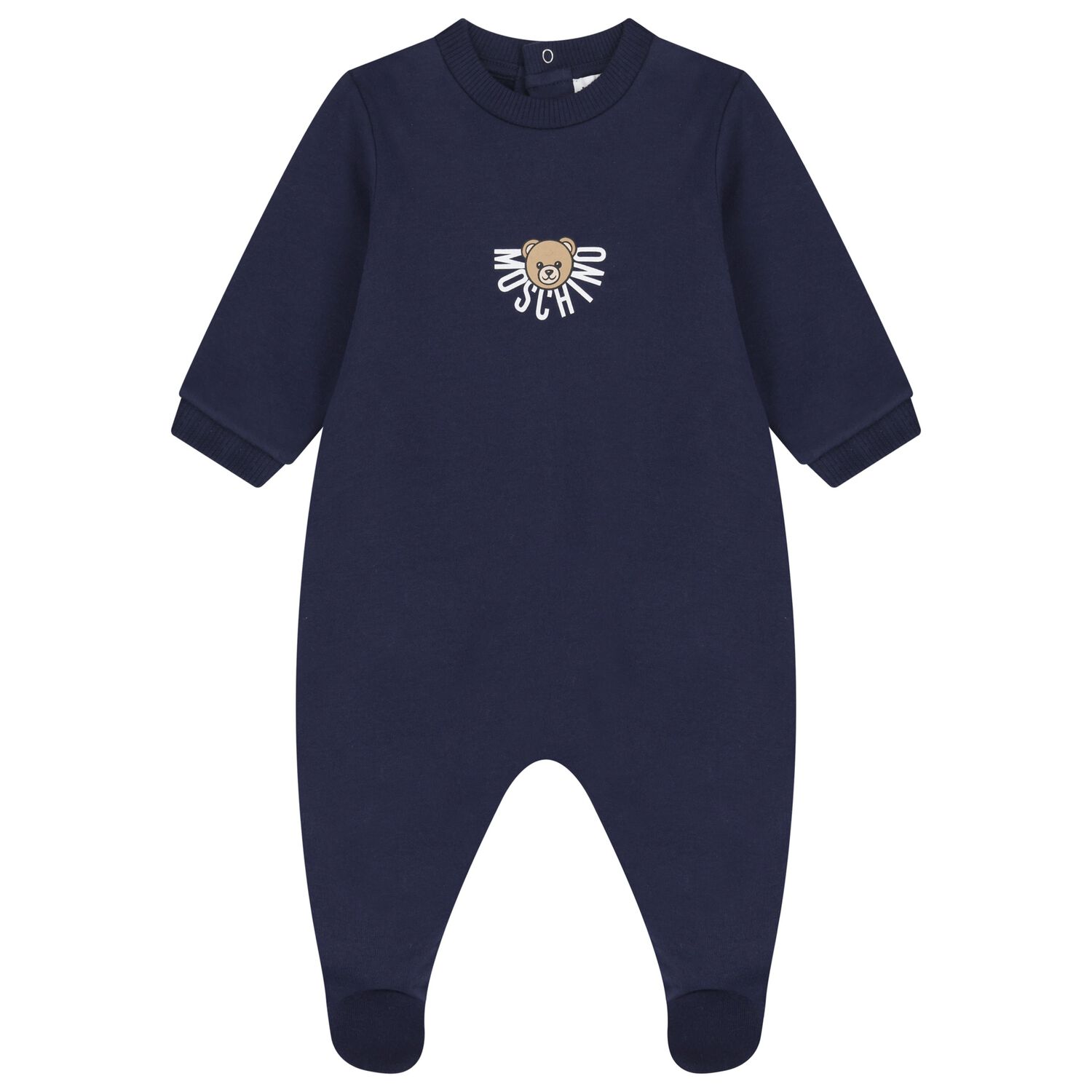 Navy Blue Teddy Bear Logo Babygrow, 2, hi-res