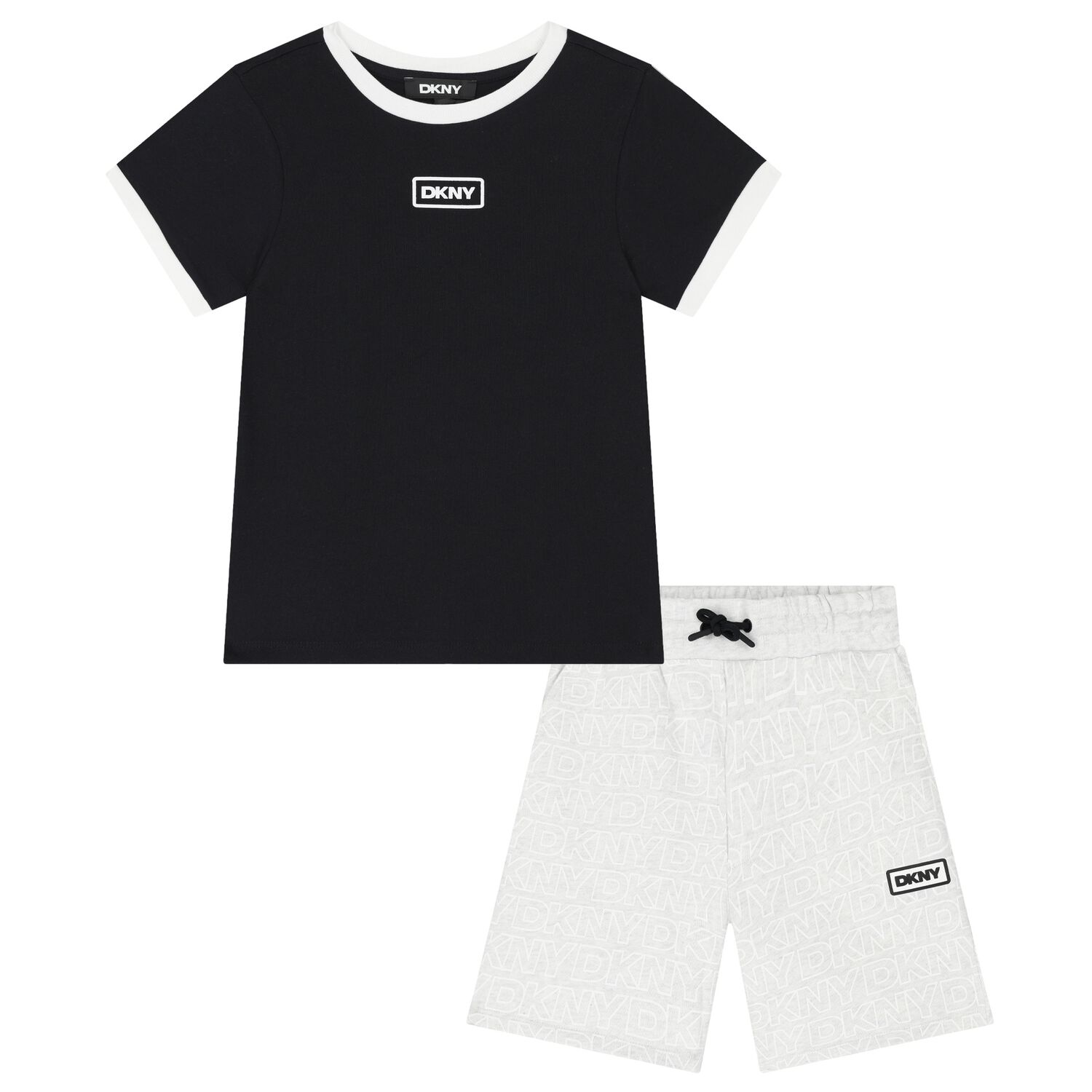 Boys Black & Grey Shorts Set, 1, hi-res