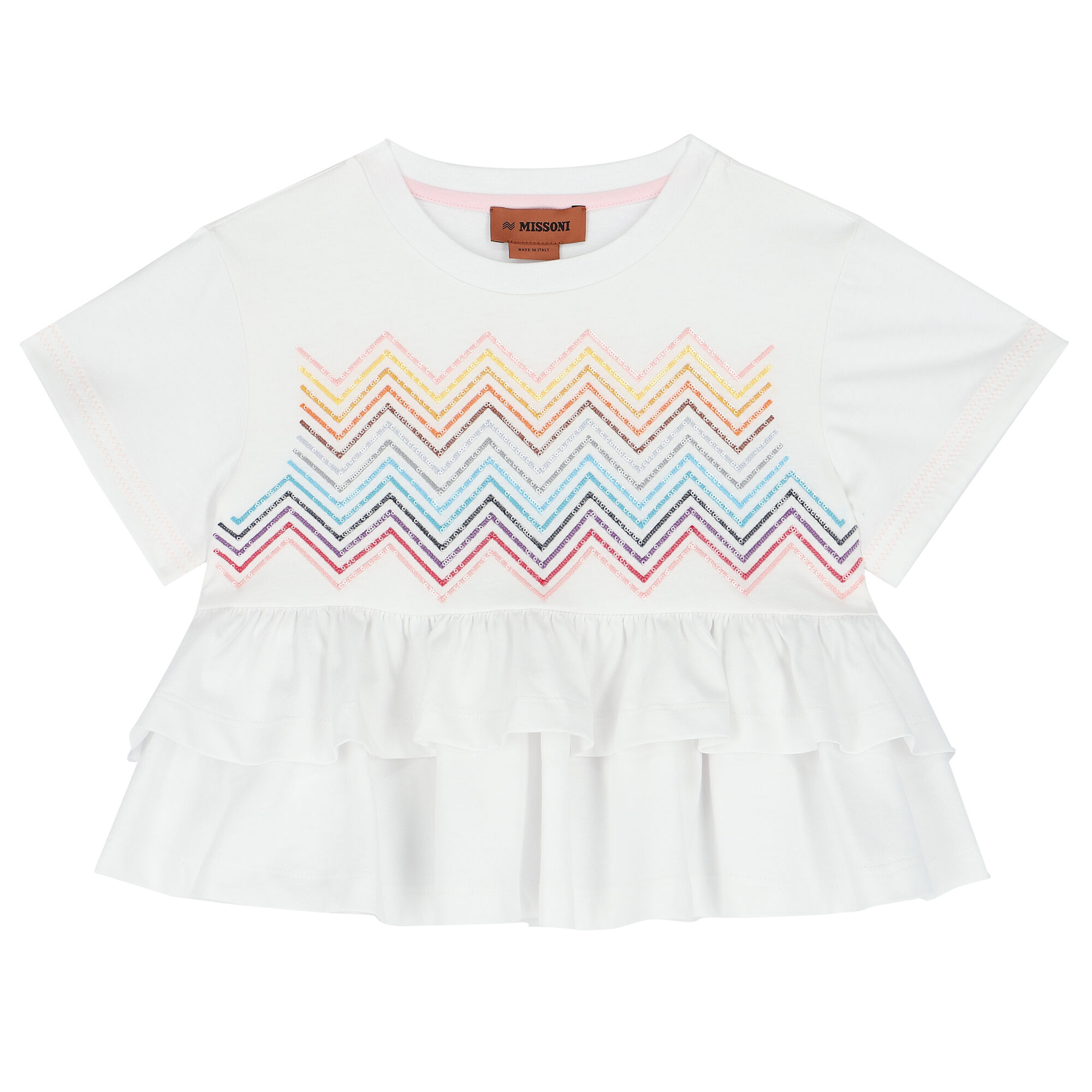 Missoni Kids zigzag-print cotton T-shirt - White