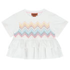 Girls White Zigzag T-Shirt, 1, hi-res