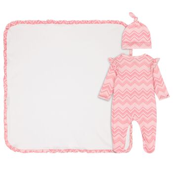 Baby Girls Pink Zig Zag Babygrow Gift Set