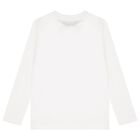 White Teddy Bear Logo Long Sleeve Top, 1, hi-res