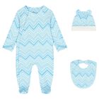 Baby Boys Blue Zig Zag Babygrow Gift Set , 1, hi-res
