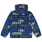 Boys Navy Blue Logo Padded Puffer Jacket, 1, hi-res