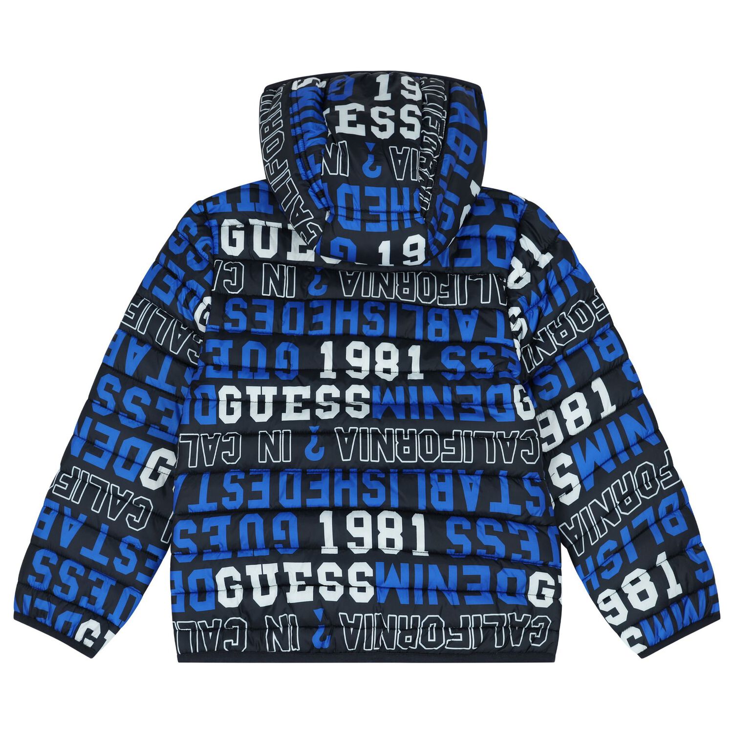 Boys Navy Blue Logo Padded Puffer Jacket, 1, hi-res image number null