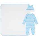 Baby Boys Blue Zig Zag Babygrow Gift Set  , 4, hi-res